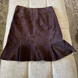 BROWN LEATHER KAREN KANE SKIRT 8